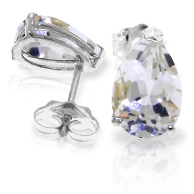 Aretes de oro blanco macizo de 14K de 3,15 quilates con topacio blanco natural Foto 1 de 3