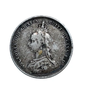 1887 Great Britain JUBILEE Head Queen VICTORIA One Shilling 0.925 Silver Coin - Picture 1 of 6