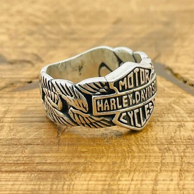 Anillo Harley Davidson Anillo Plata Esterlina 925 Anillo Motociclista Todos los Tamaños Foto 1 de 4