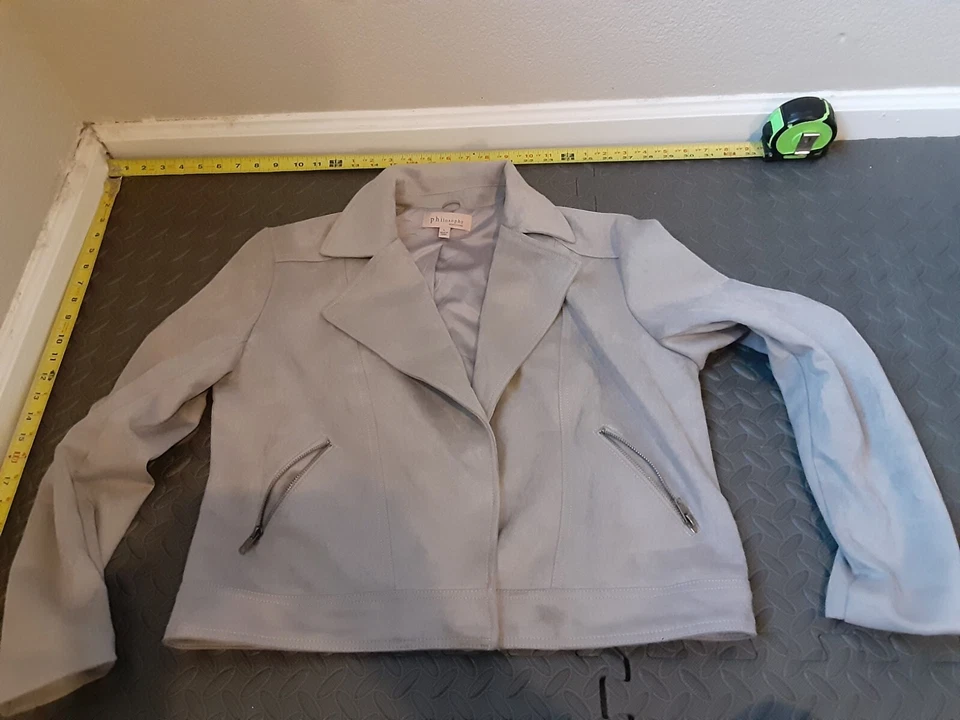 Chaqueta Philosophy Republic Clothing gris imitación gamuza talla grande #S169 Foto 1 de 4