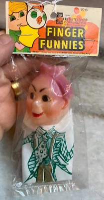 Antigua marioneta ChemToy Chicago IL 1969 Five & Dime Store Finger Funnies de colección Foto 1 de 4