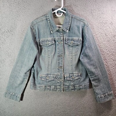 Chaqueta de mezclilla Chico's Platinum para mujer talla 1 manga larga azul Foto 1 de 4