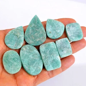 8Pcs 342Cts Natural Amazonite Druzy Gemstone Wholesale Lot 24x18-40x25 #14708 - Picture 1 of 5