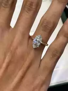 2.00 Ct Marquise Cut Moissanite Solitaire Engagement Ring 14k Yellow Gold Plated - Picture 1 of 4