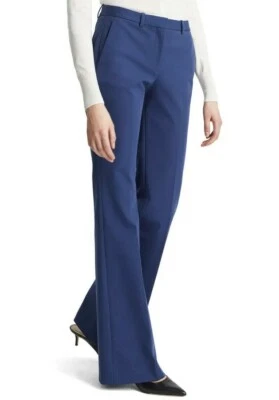 $295 NWT THEORY Sz10 DEMITRIA 4 MID-RISE FLARE TWILL BI-STRETCH PANT BRIGHT NAVY - Image 1 of 4