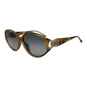 Christian Dior Sunglasses Logo Oversized Cat Eye Gold Brown Tortoiseshell Vintag - Picture 1 of 7