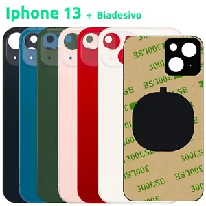 BACK COVER SCOCCA POSTERIORE VETRO PER APPLE IPHONE 13 +BIADESIVO BIG HOLE - Photo 1/7
