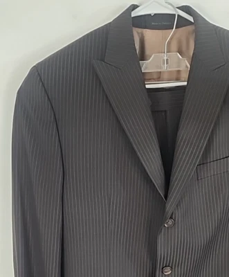 Sean John Mens Dark Brown Pinstripe Suit, J 42R, P: 37x30 - Image 1 of 4