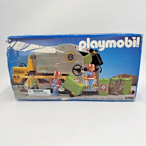 Vtg 1978 Playmobil City Service Garbage Truck Cans People w/ Original Box #3780 - Picture 1 of 24