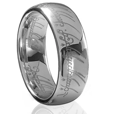 Anillos Señor de los Elfos Plata Tungsteno Promesa Un Anillo Para Hombres Banda Ajuste Cómodo Foto 1 de 4