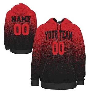 Fully Custom Black & Red Athletic Wear Team Sports Hoodie Sweatshirt - HD-26 - Picture 1 of 6