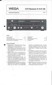 Wega Service Manual für R 3141 SE Copy - Picture 1 of 1