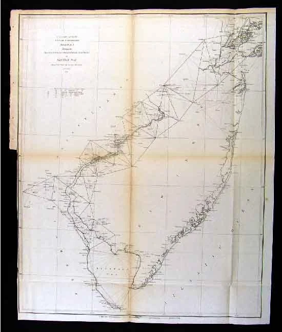 Mapa de estudio de la costa de 1851 Long Island de la ciudad de Nueva York de Nueva Jersey Pine Barrons Foto 1 de 1