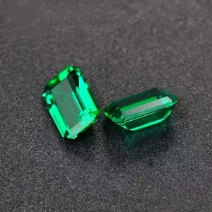 9A Rectangle Grandmother Green Loose Stone Synthetic Zambia Gem - Picture 1 of 4