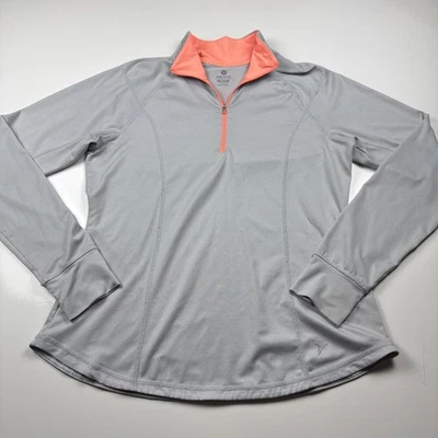 Camisa Old Navy Active para mujer 1/4 cremallera manga larga agujeros para los pulgares gris talla L Foto 1 de 4