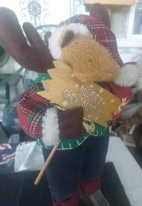 Christmas Moose Ice Skating Merry Christmoose Plush Standing 17” - Picture 1 of 9