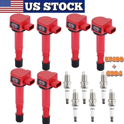 6pcs Ignition Coil & Spark Plug Pack For 2006-2008 Honda Ridgeline 3.5L V6 UF400 Foto 1 de 4