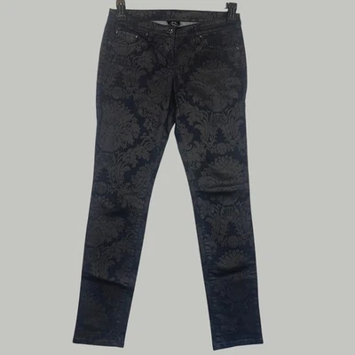 W By Worth Womens Dark Floral Two Tone Jeans Sz 4 Black & Gray Whimseygoth Edgy - Image 1 of 4