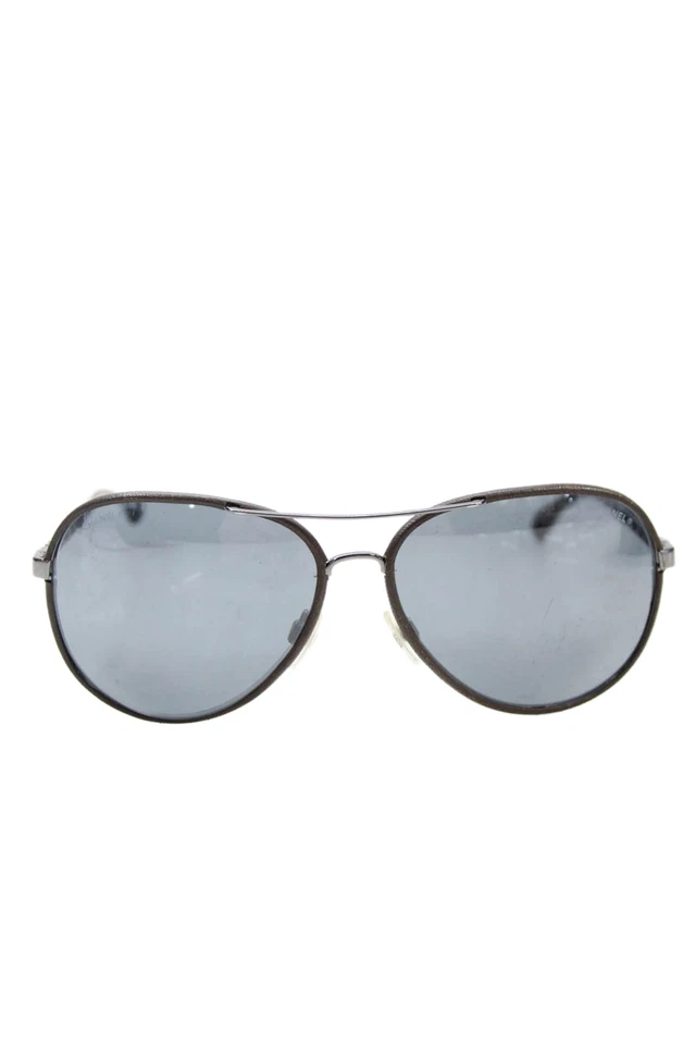 Chanel Womens Metal Braided Trim Aviator Sunglasses Brown Silver Tone - Image 1 of 4