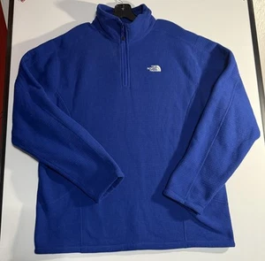 The North Face Textured 1/4 Zip Pullover Jacket Blue W/White Long Sleeve Mens XL - Picture 1 of 8