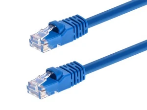 Cat5e Ethernet Network Patch Cable RJ45 350Mhz UTP Bare Copper 24AWG 0.5ft Blue - Picture 1 of 6
