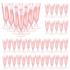 Pink Champagne Flutes Plastic Champagne Glasses Disposable Mimosa Glasses 40 ... - Picture 1 of 6