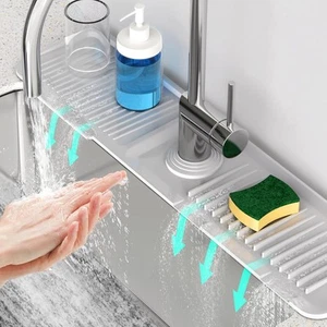 24 Inch Longer Faucet Mat for Kitchen Sink 24" x 5.5", Light Gray - Picture 1 of 9