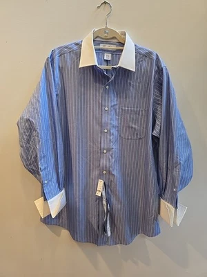 CAMISA BROOKS BROTHERS CORTE TRADICIONAL 100% ALGODÓN RAYAS AZULES 16 1/2 GRANDE, L Foto 1 de 4