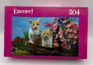 Encore! Twin Kittens Jigsaw Puzzle 504 Pieces Cats Flowers NEW - Picture 1 of 7