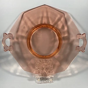 Beautiful Pink Depression Glass 2-Handled Decagon Plate ~ 12 in. - Picture 1 of 17