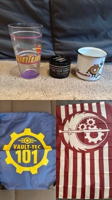 Fallout Slocum’s Joe Coffee Mug, Nuka Cola Quantum Pint Glass & More Lot - Image 1 of 4
