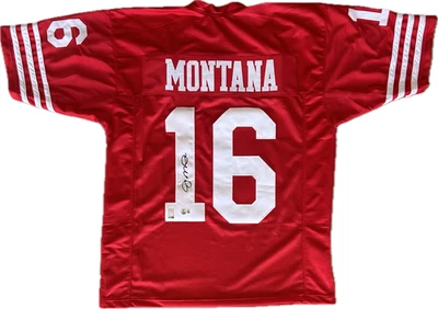Auténtica camiseta roja/blanca autografiada firmada por Joe Montana Beckett & Montana holograma Foto 1 de 3