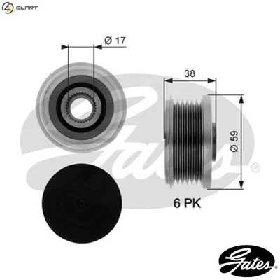 ALTERNATOR FREEWHEEL CLUTCH OAP7282 FOR PEUGEOT PARTNER/FURGON/Box/Body/MPV 2.2L - Image 1 of 4