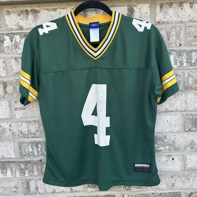 Camiseta deportiva para mujer Green Bay Packers Brett Favre Reebok pequeña verde #4 retro Foto 1 de 4