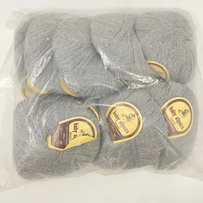 100% Baby Alpaca Yarn Lot of 10 Skeins Fingering Superfine Wt Lt Gray 50g Ea - Image 1 of 4