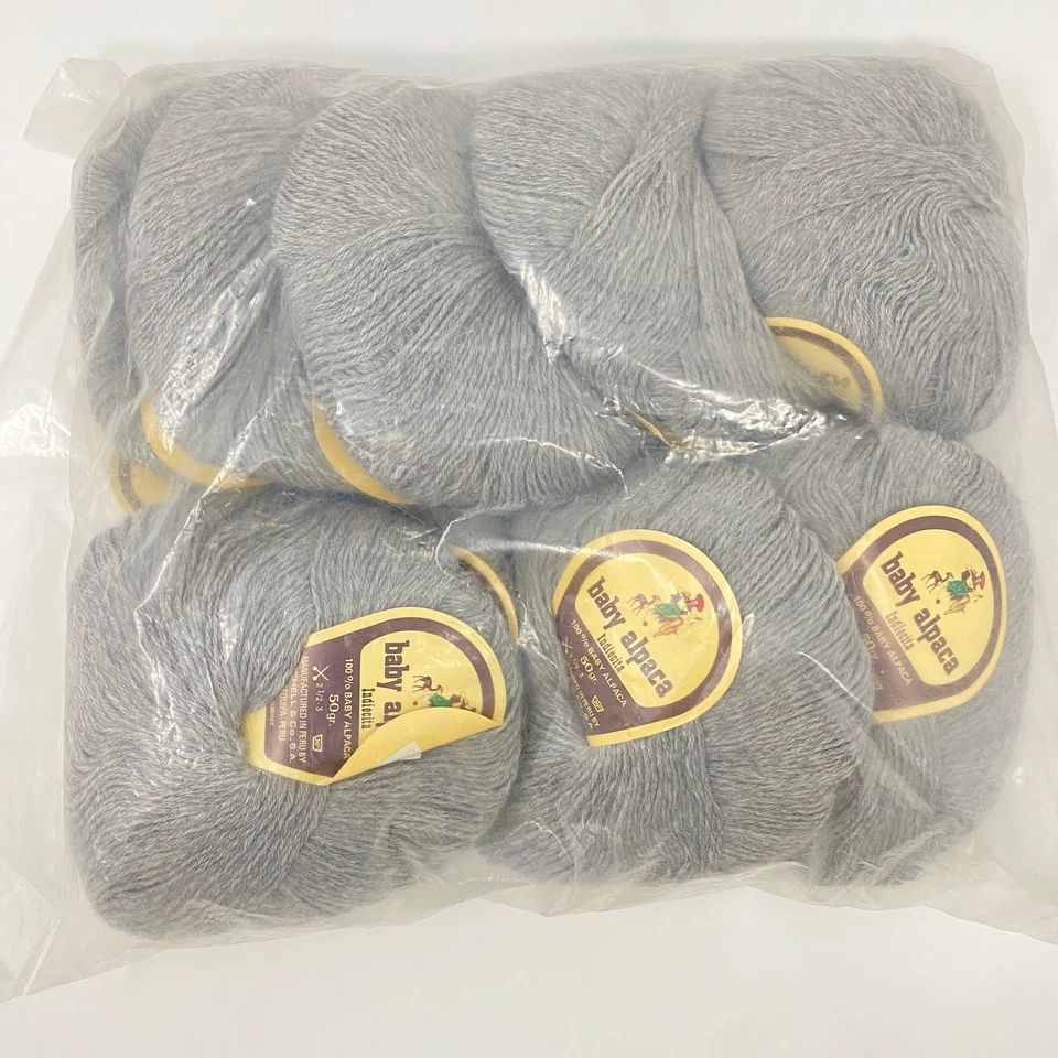 100% Baby Alpaca Yarn Lot of 10 Skeins Fingering Superfine Wt Lt Gray 50g Ea - Image 1 of 4