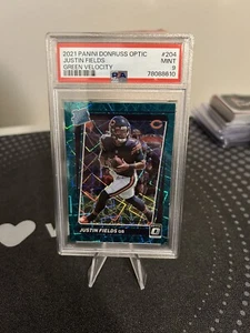 Justin Fields 2021 Panini Donruss Optic RC Rated Rookie Green Velocity PSA 9 - Picture 1 of 2