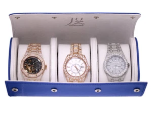 Jewelry Unlimited Leather Three Watch Travel Case - Picture 1 of 4
