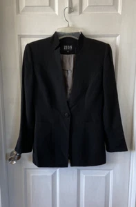 Zion New York Blazer Single Button Black Chevron Print Lined Size 4 - Picture 1 of 8