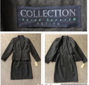 Harve Benard Wool Skirt Suit Petite New with Tags🌹Suede Trim Officially Career - Picture 1 of 12