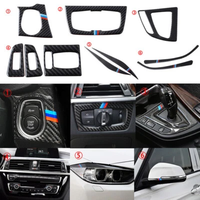 10x Para BMW Serie 3 4 F30 F34 2013-2019 Cubierta Fibra de Carbono Marco Accesorios Foto 1 de 4