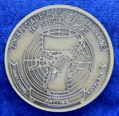US Army 7th Special Forces Group 1st SF Airborne Challenge Coin GO13 - Image 1 of 2