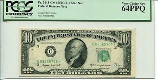 FR 2013-C* Star 1950C $10 Federal Reserve Note 64 PPQ Very Choice New - Image 1 of 1