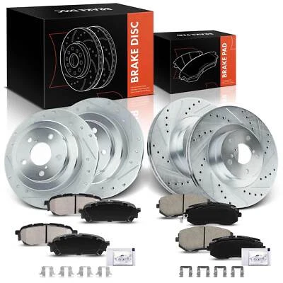Rotores de freno perforados y pastillas de freno de cerámica para Subaru Forester 04-08 delanteros y traseros Foto 1 de 4