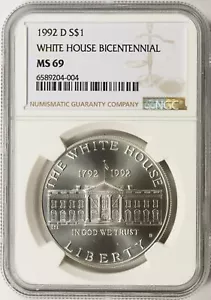 1992-D White House $1 Commemorative Silver Dollar NGC MS69 - Picture 1 of 2