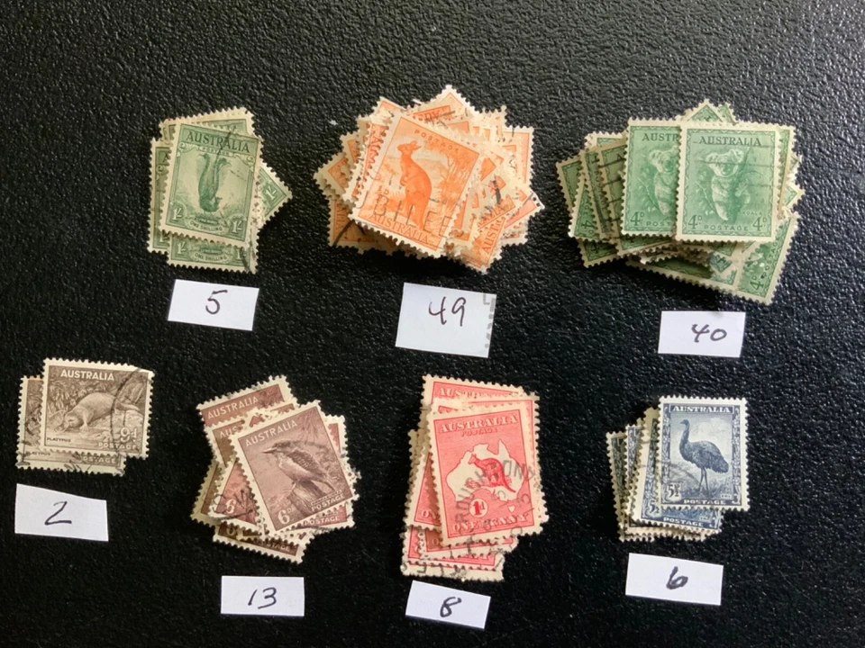 Australia LOTE de (123) Scott #’s 166, 171, 173, 174, 141, 196, 61 emitidos 1923-46 Foto 1 de 1