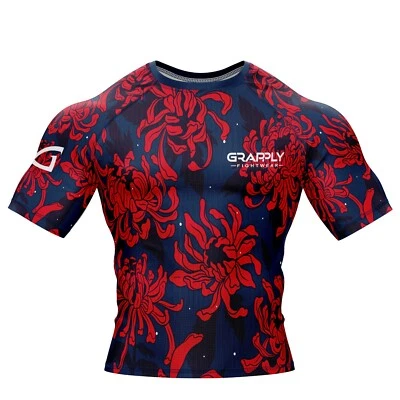 Red Flower RashGuard BJJ Training Rashguard BJJ Team Rashguard Jiujitsu Shirt - Image 1 of 4