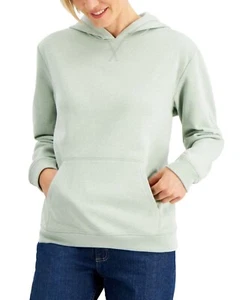Karen Scott Hooded Fleece Sweatshirt Aqua Chill Heather Size M - Picture 1 of 1