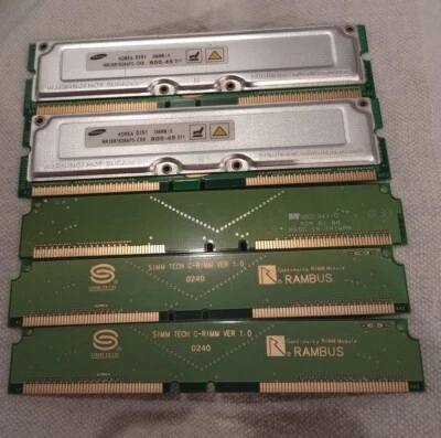 Samsung 2x256 MB RIMM 800 MHz RDRAM Memory Plus 3 C-rimms - Image 1 of 3