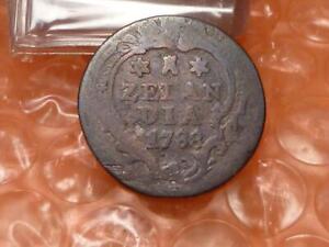 Original 1788 Colonial Dutch NY ZELANDIA Coin 1st USA Penny Castle MM #3A